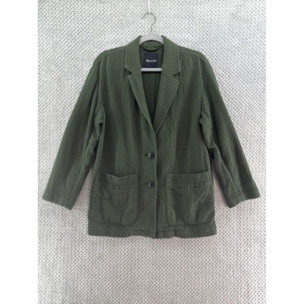Madewell Diamond Jacquard Shaw Blazer Women S Cotton Dark Forest Green Cabincore